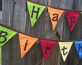 Happy Birthday Fabric Banner in Triangle Bright Colors