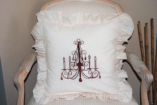 WINE CHANDALIER RUFFLE SHABBY CHIC PILLOW CASE 16X16 SALE BUY ANY 2 GET 1 FREE