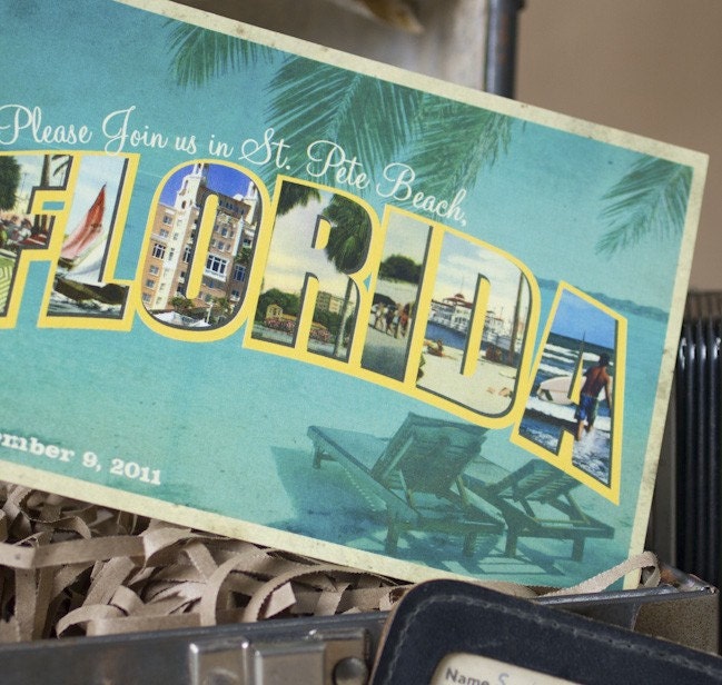 Vintage Large Letter Postcard Save the Date  (Florida) - Design Fee
