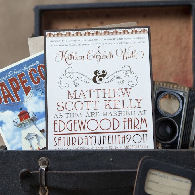 Vintage Typography Wedding Invitation (Cape Cod) - Design Fee