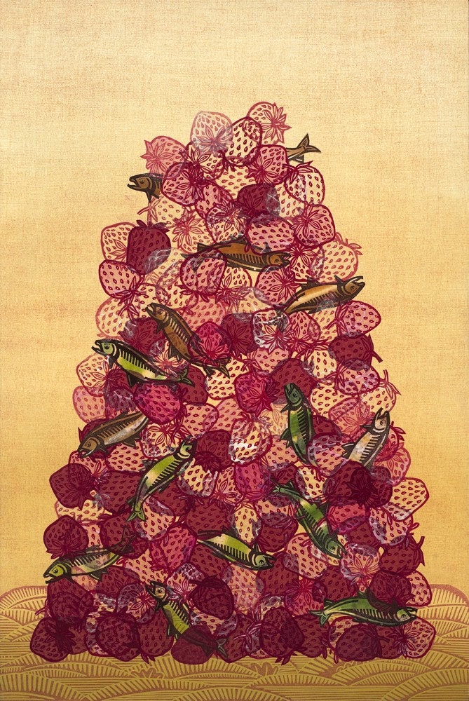 Strawberry Codfish Pile Painting Print