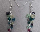 Wildflower Cluster Earrings - Swarovski Crystals, silver-plated