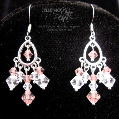 Candyfloss Chandelier Earrings - Swarovski Crystals, silver-plated