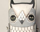 White Owl-- Contemporary Folk Art Doll Sculpture-- Hand Painted Original- Made to Order within a Week