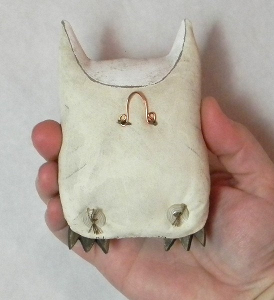 White Owl-- LAST ONE-- Original Contemporary Folk Art Ornament-- Made to order within a week