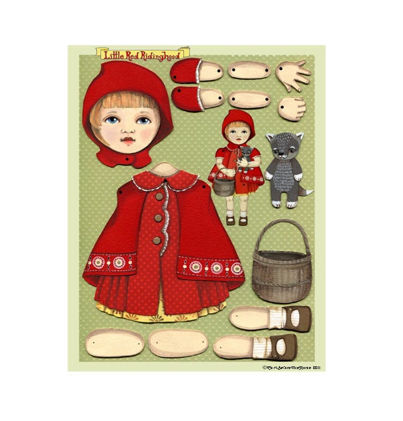 Little Red Ridinghood-- DIY Articulated Paper Doll Set