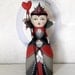 LAST ONE - Red Queen of Hearts Contemporary Folk Art Doll Sculpture Hand Painted Original - Custom Made to Order