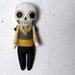 Tiny Day of the Dead Skeleton Doll Ornament-- Hand Painted Original Folk Art Sculpture-- Made to Order within a Week