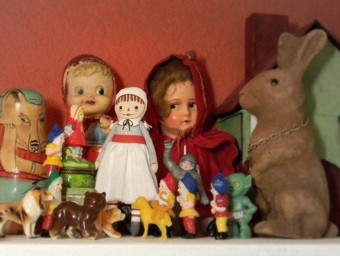 Tiny Raggedy Ann-- Original Hand Painted Folk Art Doll Ornament-- Made to order within a week