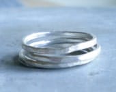Three Fine Silver Stacking Rings