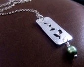 Sterling Silver Vine Pendant with Hanging Pearl