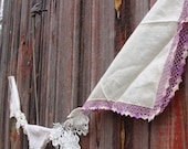 Pretty Purple Vintage Handkerchief Crochet Doily Spring Celebration Garland