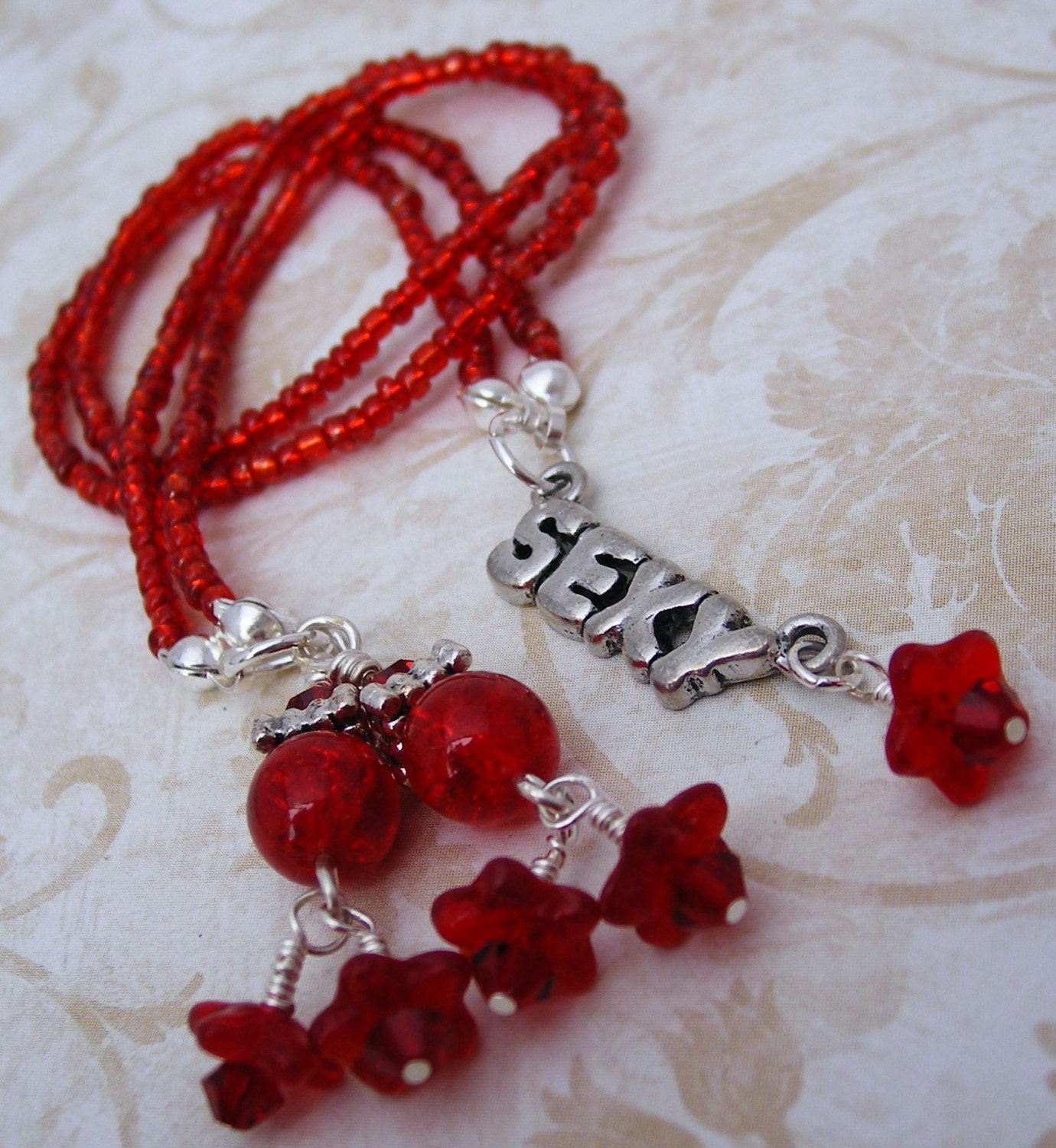 Beaded Bookmark Book Thong - Red Sexy Charm