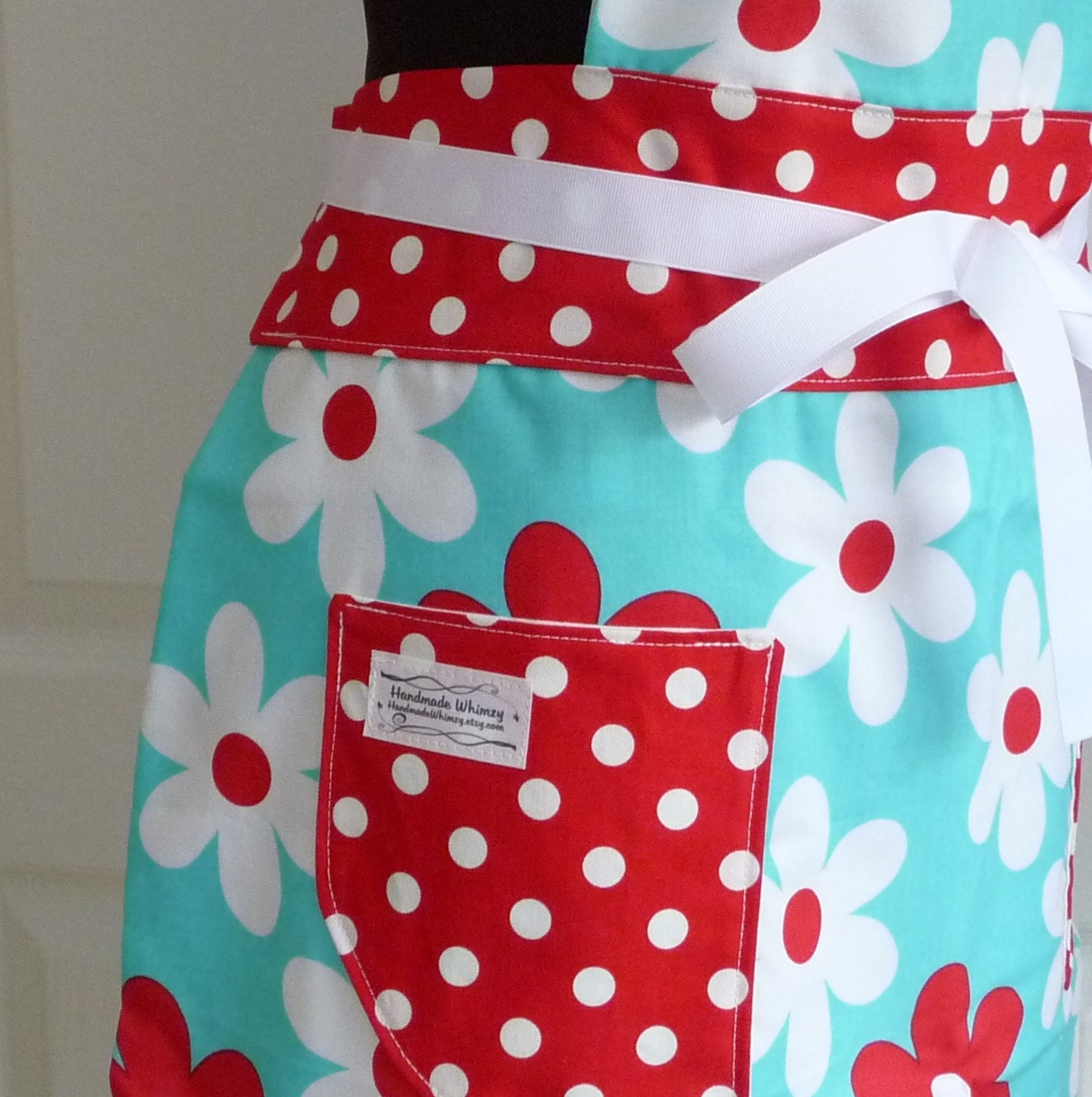 Michael Miller's Plain Jane Lil' Daisy in Turquoise - Full Size Adult Chef Apron