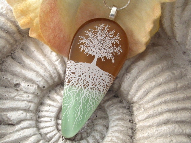 Dichroic Fused Glass Jewelry - Tree of Life - Fused Glass Pendant - Dichroic Glass Pendant - Necklace  010312p101