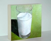 Milk Painting - Food Still Life - Food Painting - Green Still Life - Art Print on Wood