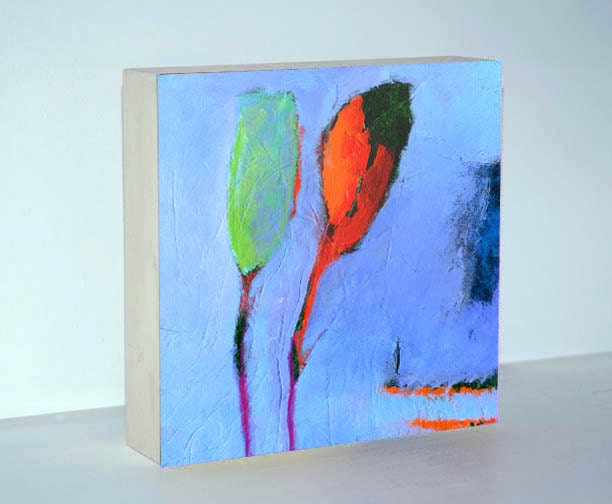 Wood Block - Art Print - Tulips - Flowers - Abstract - 8 x 8
