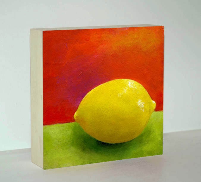 Lemon Still Life - Lemon Painting - Fruit Painting - Wood Block - Canvas Print
