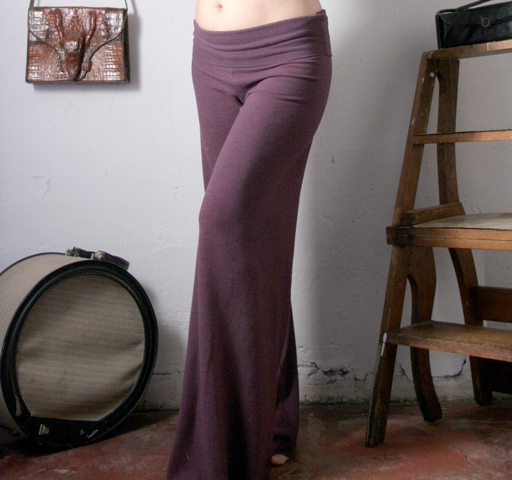 womens lounge pants in french terry with fold over waist - made to order