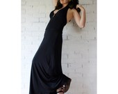 halter maxi dress in viscose of bamboo  - made to order