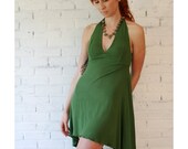 full dress with halter neckline in viscose of bamboo  - made to order