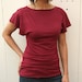 womens bamboo t shirt with flutter sleeves  - made to order