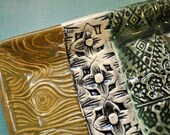 Global Impressions- hand-built stoneware rectangular dish/ serving tray with patterns from around the world in multi-color glazes