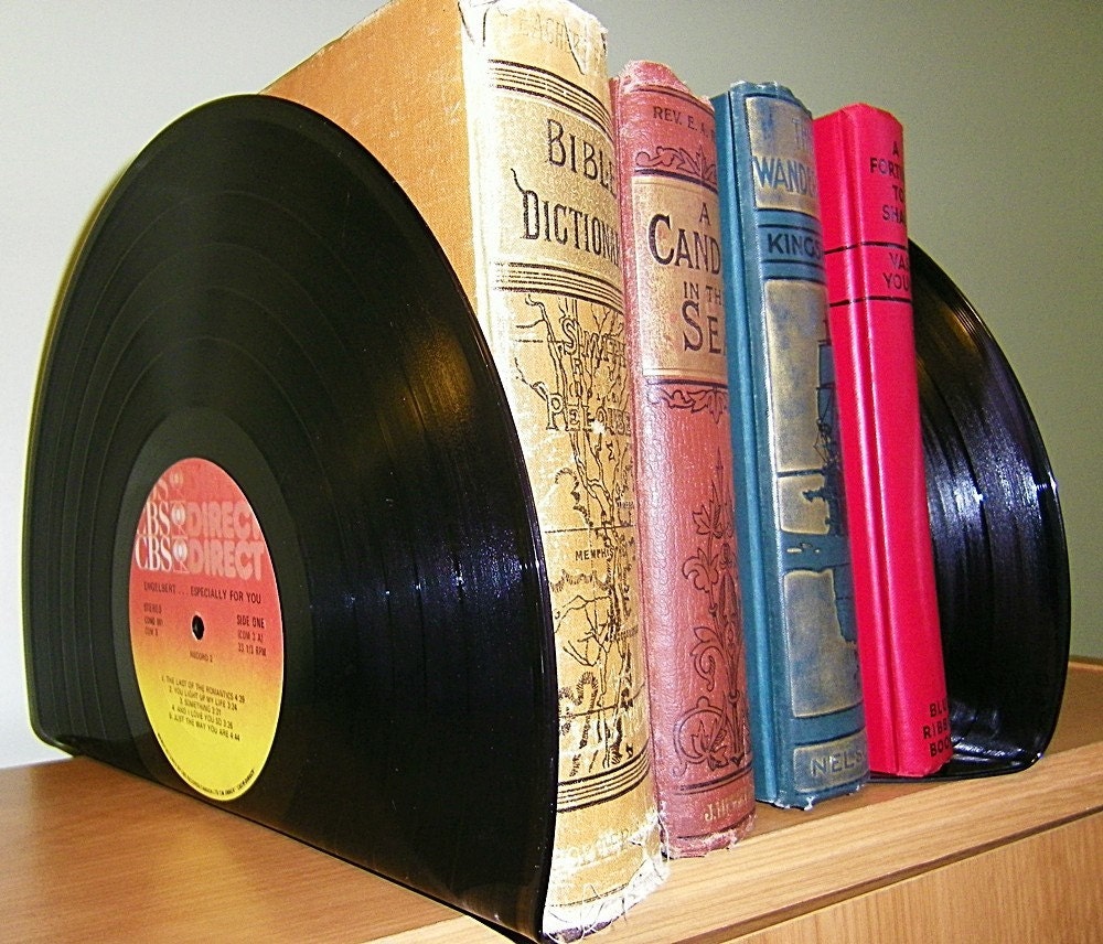 Upcycled Bookends made from Records - Vinyl Record Album Book Ends