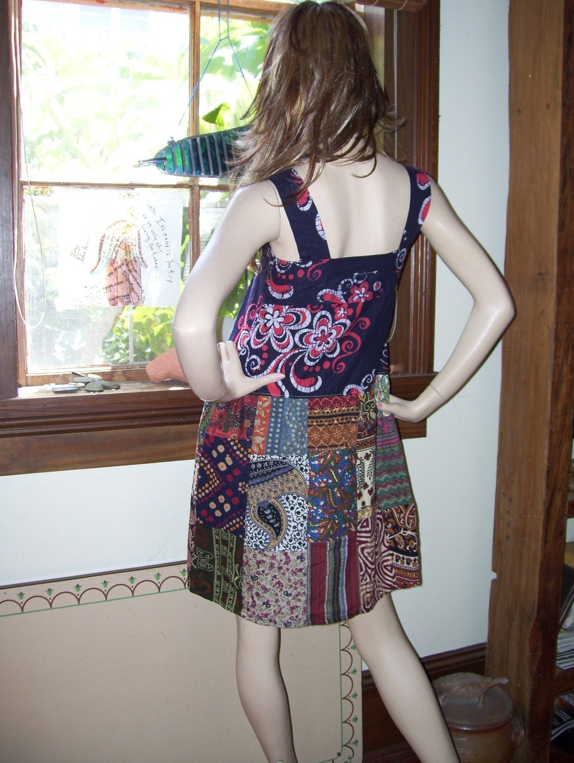 Patchwork Sundress Vintage Cotton Batik XS S or XL Children  Upcycled OOAK