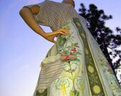 Striped Market Dress with Vintage Fabric and Lace M to Plus Size