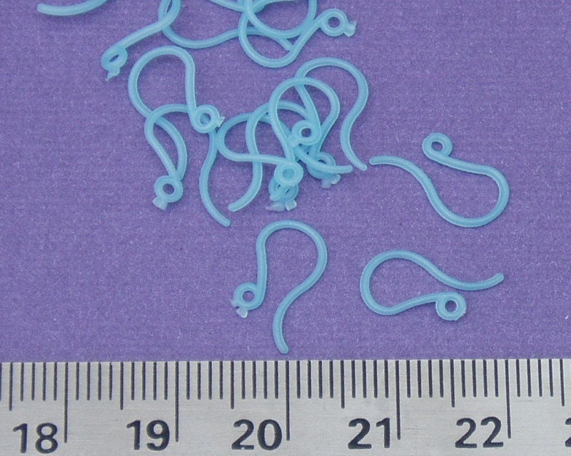 48 Plastic French Hooks/Ear Wires, Blue--Great for folks with metal allergies, makes 24 pairs of earrings