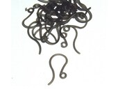 48 Plastic French Hooks/Ear Wires, Black / Charcoal - Great for folks with metal allergies