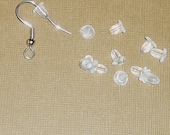 288 Clear Plastic Earring Backs, large, soft--plastic stops, clutches, nuts, French hook backs, stoppers, metal free