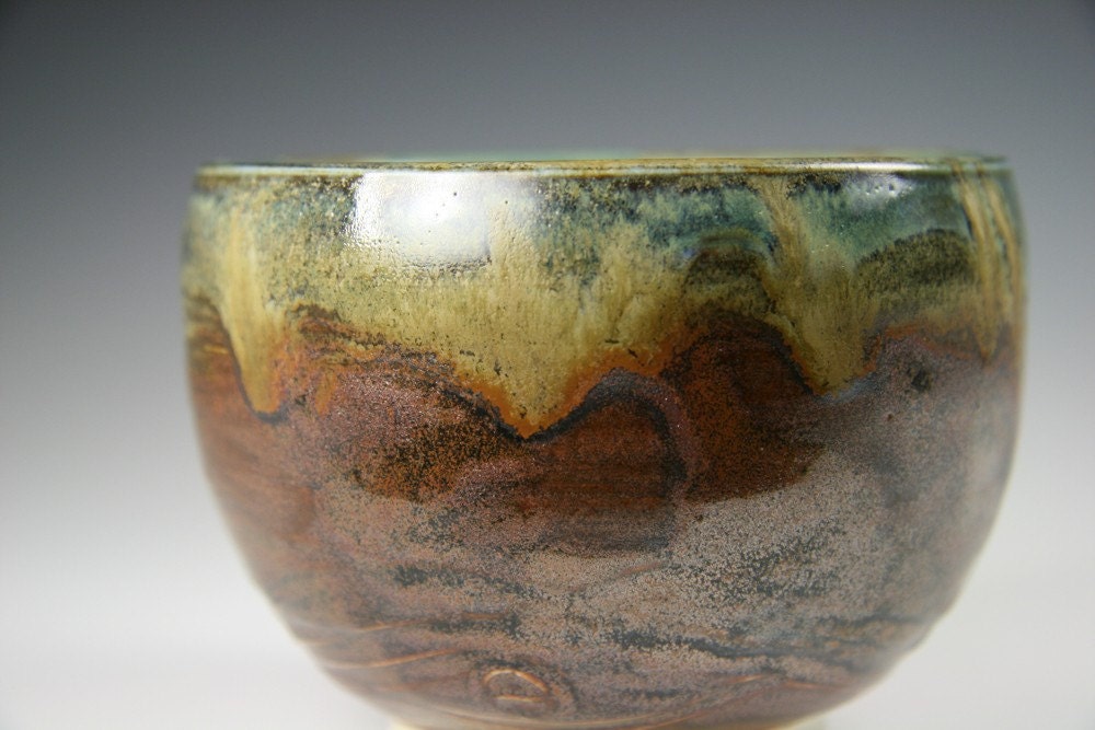 earth and water bowl recycled glass chawan tea bowl