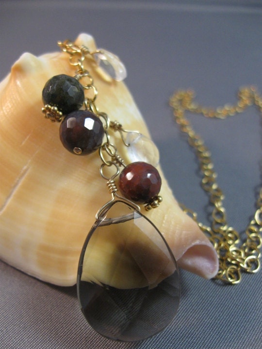 Dripping Stones Gemstone & Gold Lariat Necklace