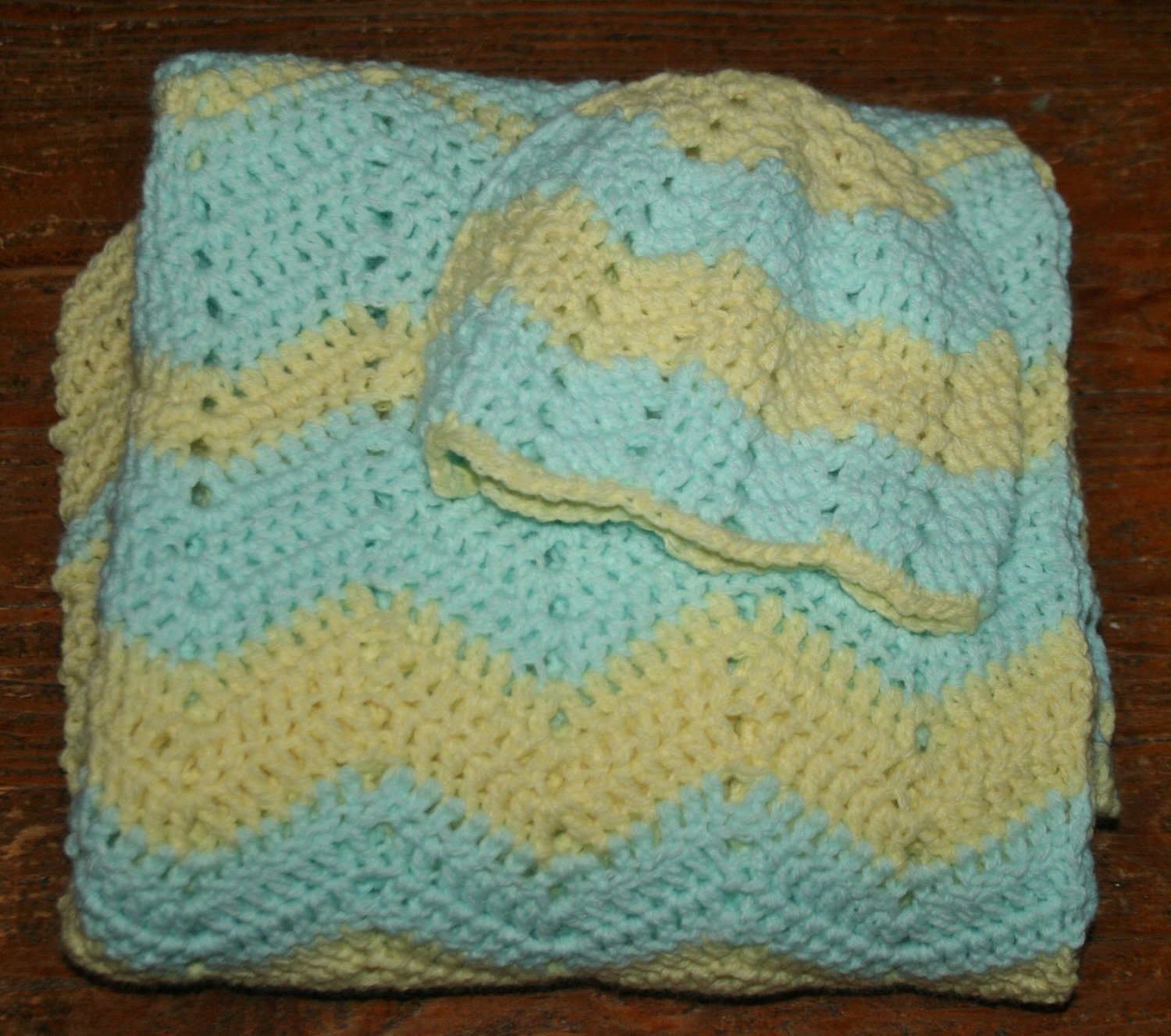 Crochet Ripple Yellow Green Baby Afghan