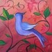 Original Abstract purple bird on Red acrylic painting by Padgett Mason