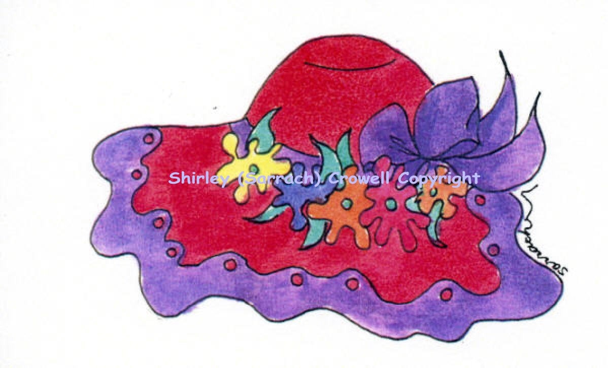 Watercolor Print Red Hat...title - Sophie Jane