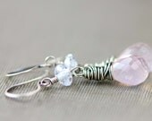 Pink Rose Quartz Earrings Cubic Zirconia Sterling Silver Jewelry Valentine CZ Pastel Fashion Gift - Heavenly