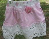 Upcycled Flowers Lace Ribbon Eyelet Trim Soft Cotton T-shirt Skirt Shabby Chic Flower Newborn Baby Toddler 0 3 6 12 months mths 2T