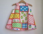 Toddler Dress, Baby Dress, Newborn Dress -Patchwork Rickrack - sizes newborn, 3m, 6m, 12m, 18m, 2t, 3t, 4t