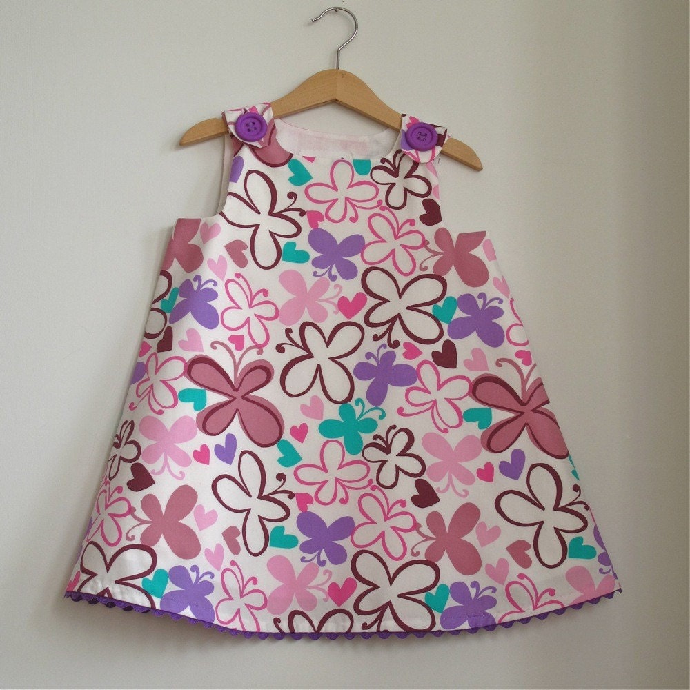Purple Butterfly Newborn, toddler, or baby girls children's dress - sizes newborn through 4T