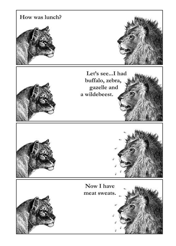 Meat Sweats or Lunch With Lions - Card