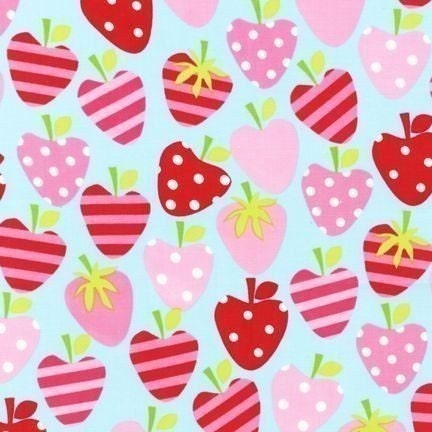 Ann Kelle Metro Market Strawberries on Aqua Fabric - Half Yard