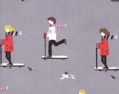 SALE Aneela Hoey,  Sherbet Pips, Scooters on Grey Fabric - Half Yard