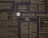 Suzuko Koseki, Newspaper on Dark Brown Japanese Fabric  - Half Yard