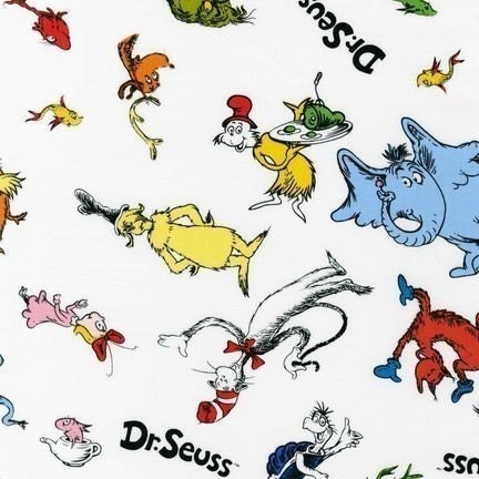 Dr. Seuss, Character Toss Celebration Fabric - Half Yard