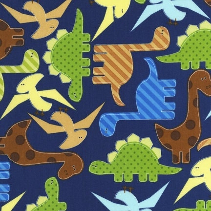 NEW Ann Kelle Urban Zoologie, Dinosaurs Navy Fabric - By the Yard