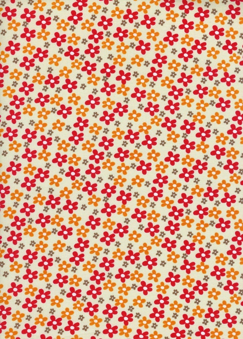 SALE Alice Kennedy, Bright Owl, Ditsy Floral Cream Fabric - By the Yard
