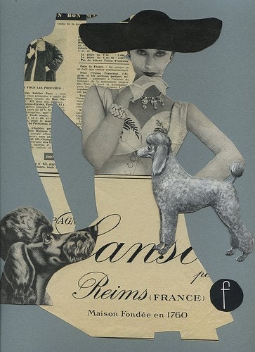 f is for francophile.  Limited edition print of an original collage by Vivienne Strauss.